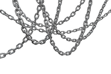 3d image of tangled metallic chains