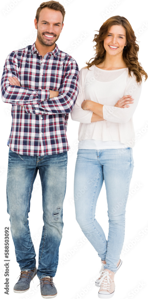 Wall mural Happy couple standing with arms crossed