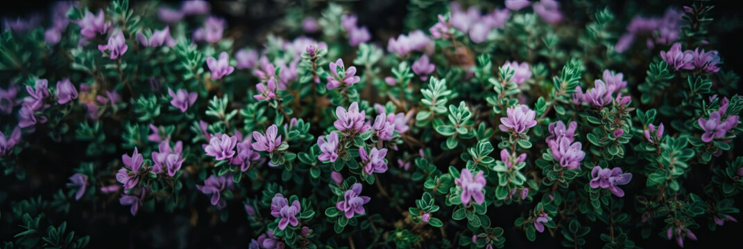 blooming thyme. Generative AI image.