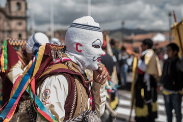 Cuzco, Cuzco, &uml;Peru, 04 04 2018. Carnaval de Cuzco, Cuzco Carnival parade party, traditional. 