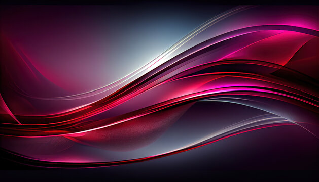 Abstract Shiny neon glass translucent wavy composition with gradient transition, elegant clean background  Pibk dark - generative AI.