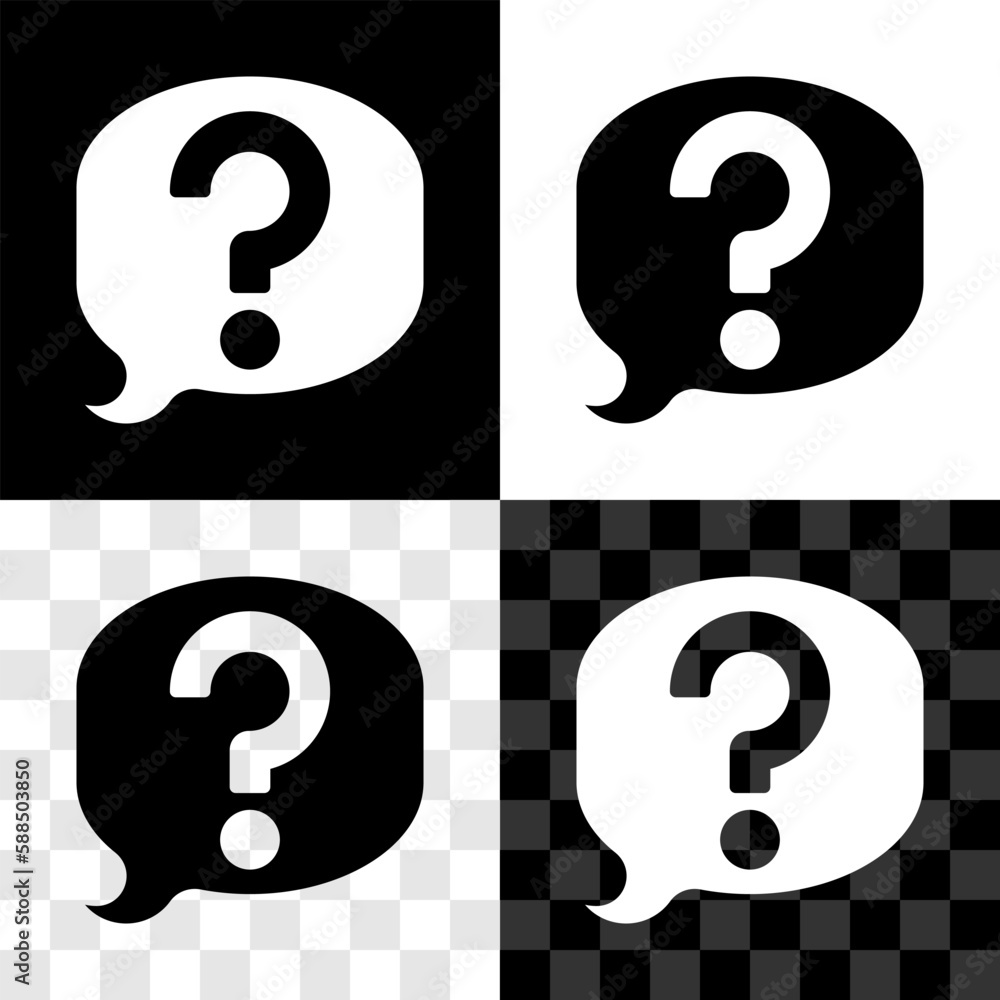 Poster set speech bubble chat icon isolated on black and white, transparent background. message icon. commu