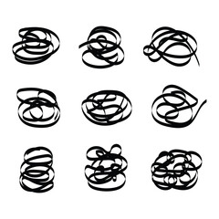 Set Of Nine Random Doodle Lines Vector