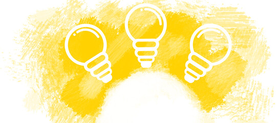 Illustration of light bulbs on yellow spray paint