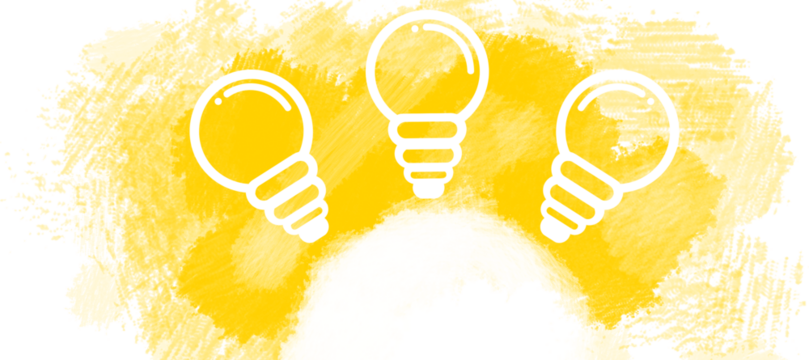 Illustration of light bulbs on yellow spray paint - Powered by Adobe