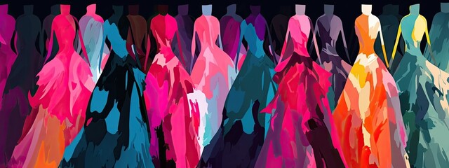 Abstract High fashion colorful illustration background, generative AI Art