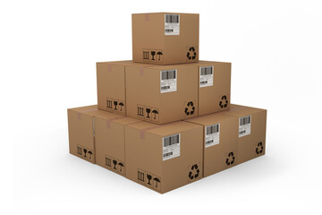 Heap of packed cardboard boxes