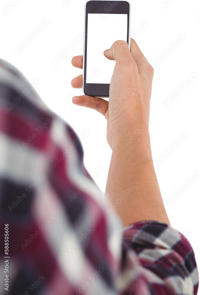 Poster man using smartphone