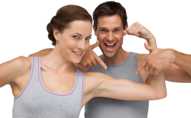 Close-up portrait of a happy fit young couple