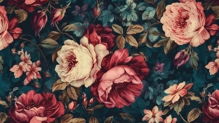 Gardinen Rose floral tapestry, romantic texture background © Kim