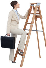 Businesswoman climbing career ladder with briefcase © vectorfusionart