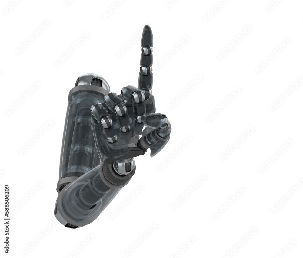 Poster composite image of robotic arm pointing