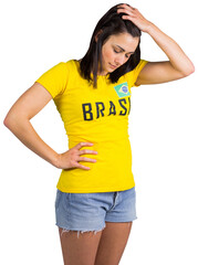 Upset football fan in brasil tshirt