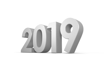 Three dimensional new year numbers in gray