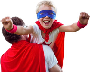 Rear view of father carrying son