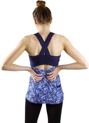 Rear view of woman suffering with back pain