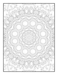 Mandala Coloring Book For Adult. Mandala Coloring Pages. Mandala Coloring Book. Seamless vector pattern. Black and white linear drawing. coloring page for children and adults.