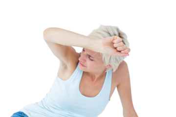 Depressed woman on the floor 