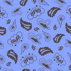 Blue bandana kerchief paisley fabric patchwork abstract vector seamless pattern	