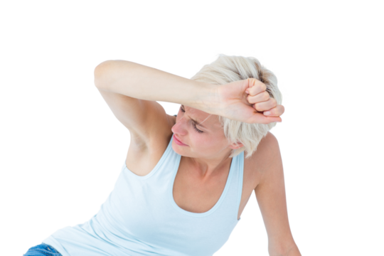 Depressed woman on the floor 