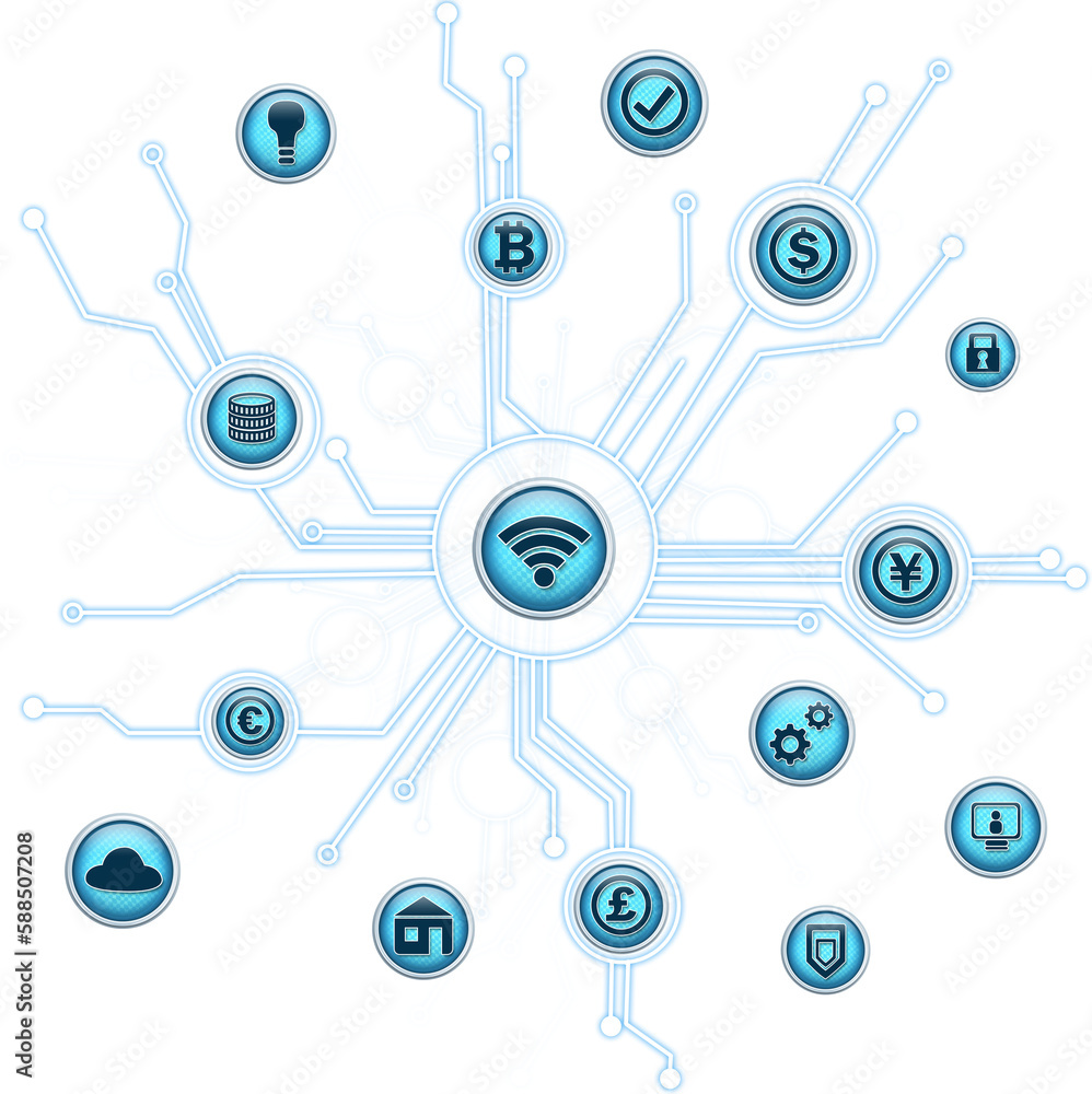 Poster Vector sign of wifi with connecting lines