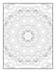 Mandala Coloring Book For Adult. Mandala Coloring Pages. Mandala Coloring Book. Seamless vector pattern. Black and white linear drawing. coloring page for children and adults.