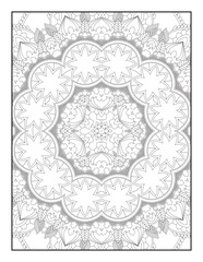 Mandala Coloring Book For Adult. Mandala Coloring Pages. Mandala Coloring Book. Seamless vector pattern. Black and white linear drawing. coloring page for children and adults.