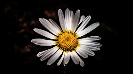 daisy on black. Generative AI image.