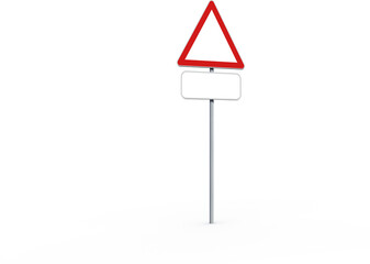 Computer graphic image of road sign with blank placard