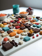 Obraz na płótnie Canvas A mosaic of 3D printed foods designed to delight the taste buds and awaken the creative spirit.. AI generation.