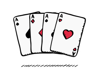 Graphic of a set of cards. Hand drawn illustration.