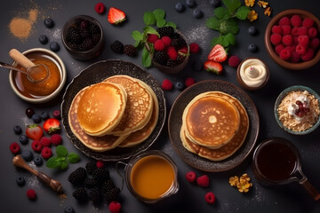 Obraz na płótnie Canvas Sweet and fluffy Pancakes. Generative AI