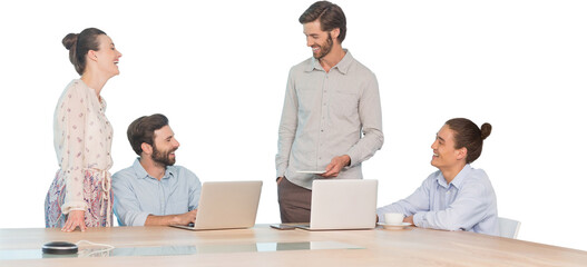 Business people interacting at table