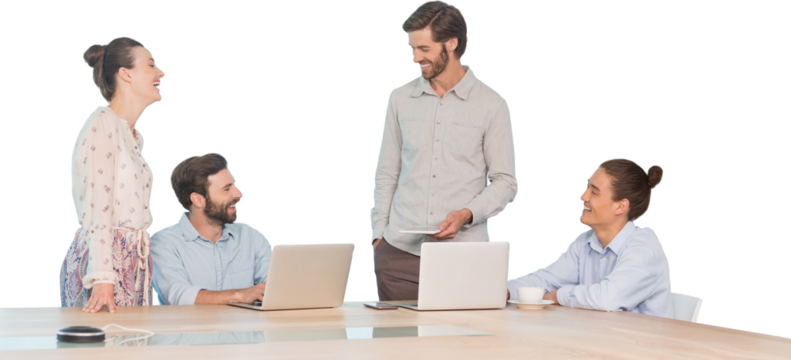 Business people interacting at table
