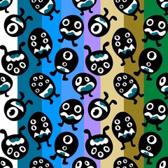 Obraz premium Cartoon monsters seamless emoticons aliens pattern for kids clothes print and wrapping paper and fabrics
