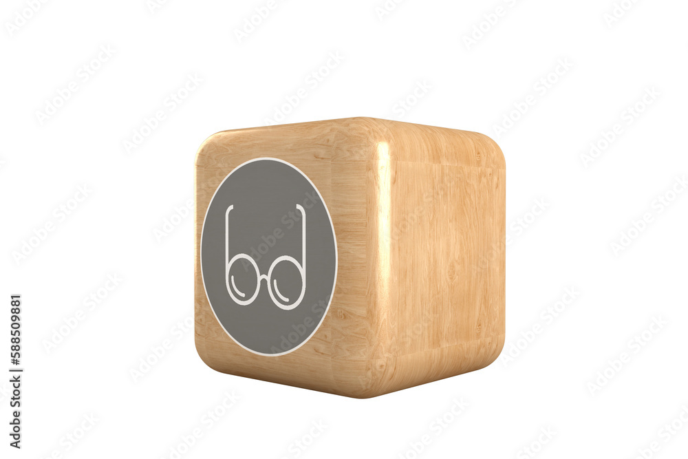 Aufkleber digital composite image of eyeglasses icon on cube