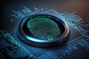 Digital biometri, security identify by fingerprint concept. Scanning system fingerprint. AI generated, human enhanced