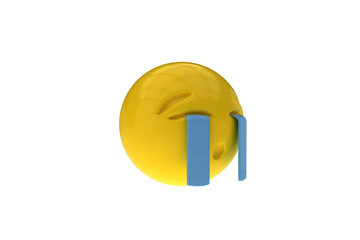 Three dimensional image of crying smiley face