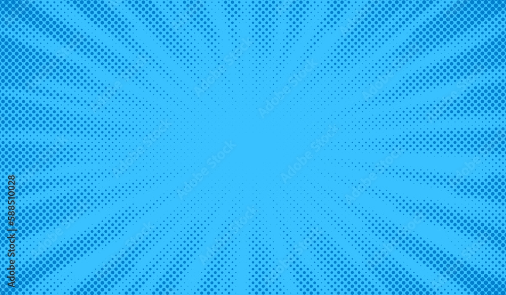 Poster blue comics background. abstract lines backdrop. bright sunrays. design frames for title book. textu
