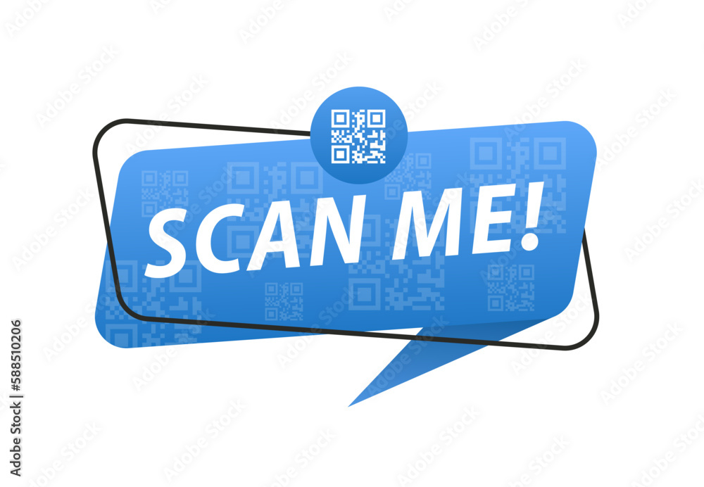 Poster qr code for smartphone. inscription scan me with smartphone icon. qr code for payment. qr code for m