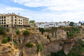Fototapeta na wymiar Panoramic view of canyon of Ronda near new Bridge in Ronda, Spain on October 23, 2022