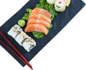 High angle view of japanese food