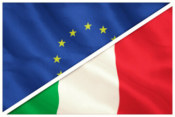 Cut out of European and Italian flags