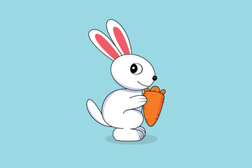 Rabbit with carrot cartoon vector design for kids