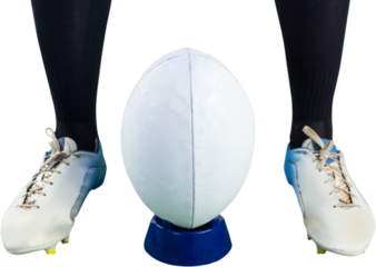 Rugby player ready to make a drop kick