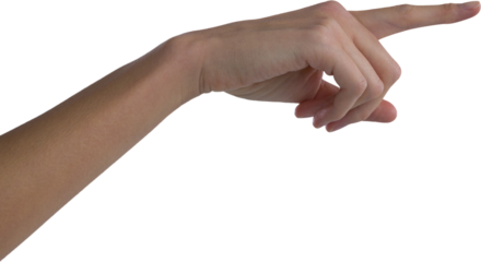 Womans hand using invisible screen