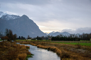 Landscape with river and mountains