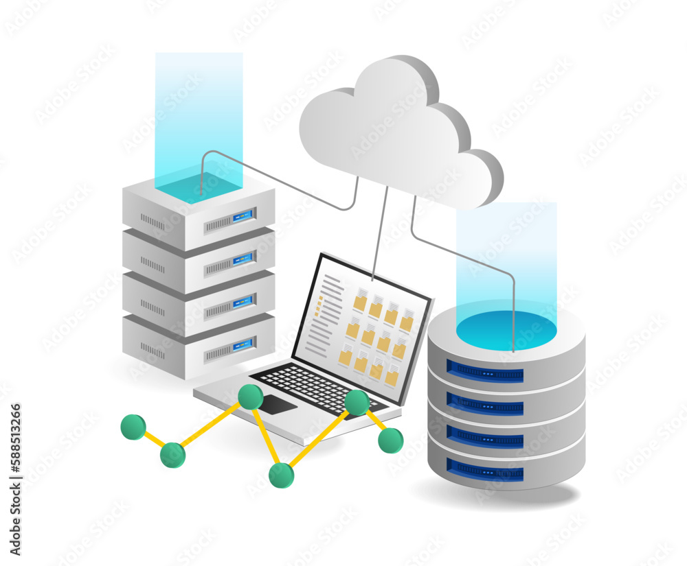 Poster cloud computing concept. server cloud data. vector illustration.