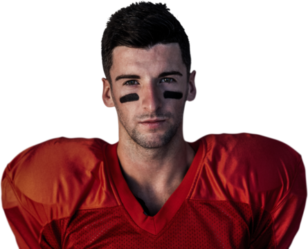 Portrait of focused rugby player