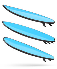 Set of surfboard for summer surfing on surf board on white background.